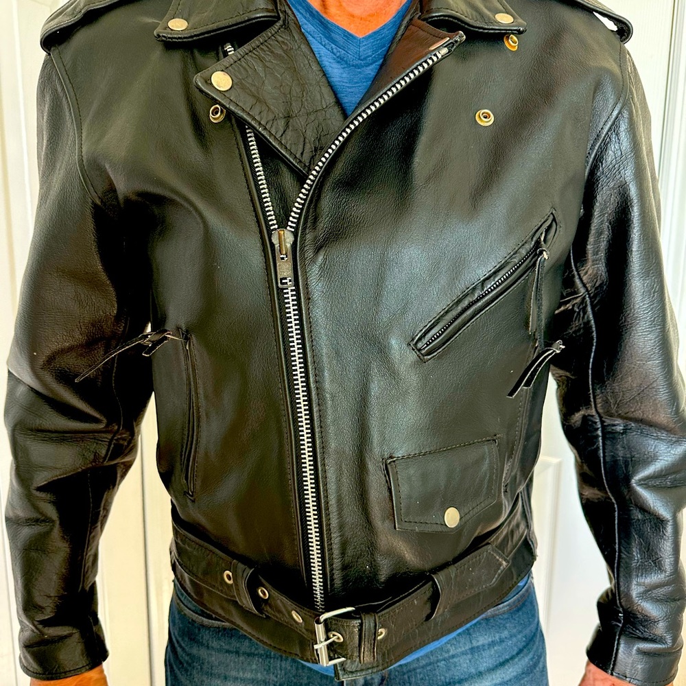 Men’s leather biker jacket size 44